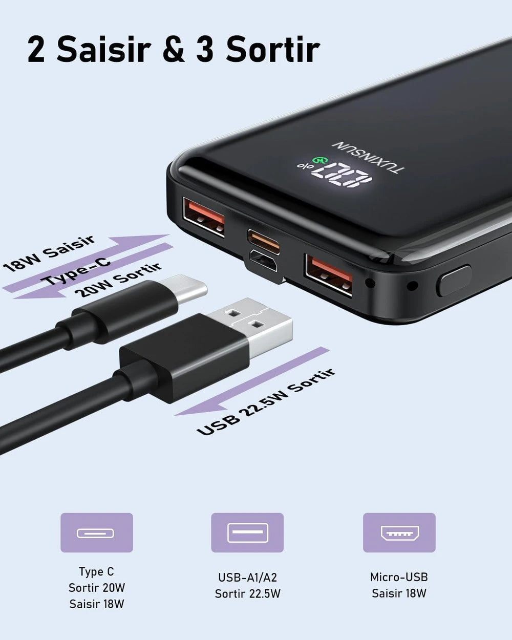 Batterie Externe Portable Charge Rapide