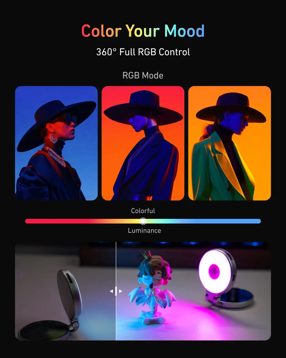 Anneau Lumineux Selfie Magnétique RGB